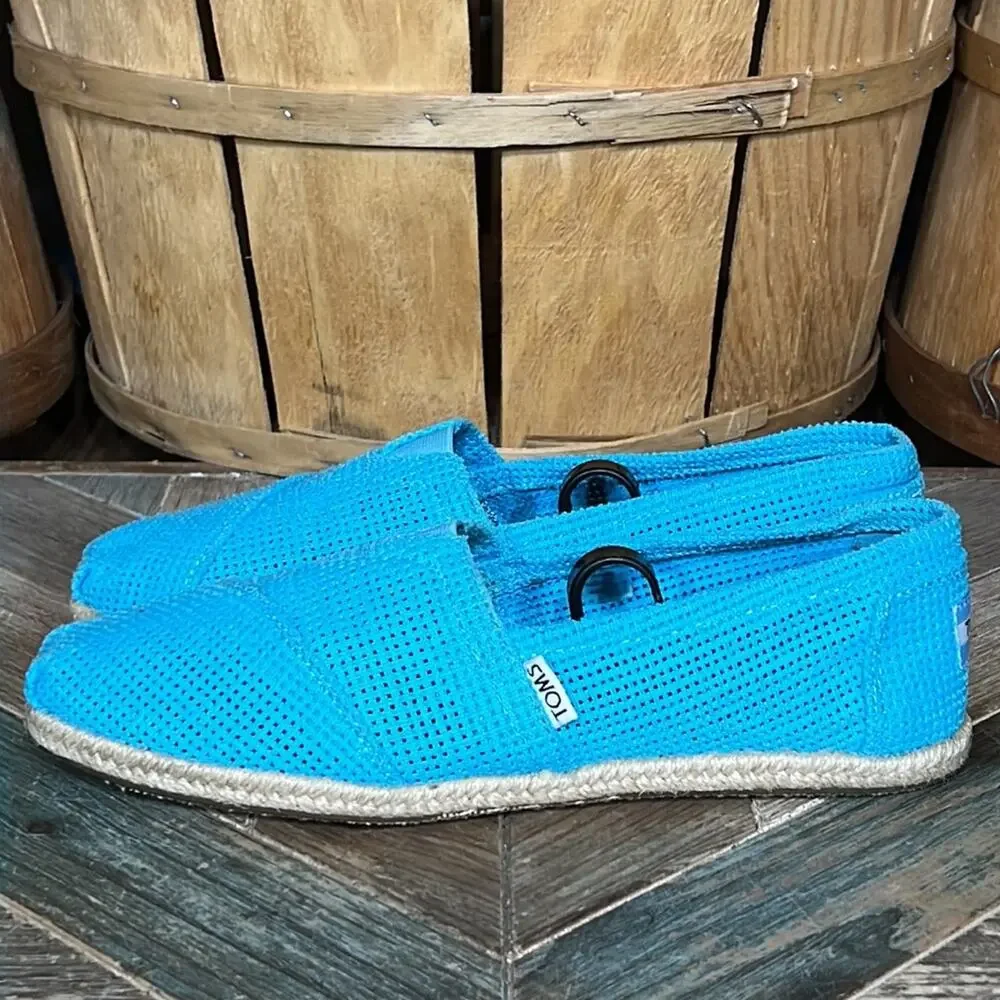 Toms Freetown Classic Turquoise Weave Slip-On Espadrilles Flats Womens Size 8.5